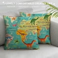 thumbnail image 3 of Throw Pillow Covers Dinosaurs Map of The World Pillow Cover Square Pillow Case Cushion for Home Decor Sofa Couch Pillowcase, 3 of 5