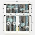 thumbnail image 3 of Farmhouse Floral Kitchen Window Curtains Valance and Tier Set 36 Inch, Teal and White Vintage Daisies 3 Piece Window Treatment Tiers Country Wooden Wood Plank Rod Pocket Kitchen Decor Drapes, 3 of 6