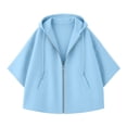 thumbnail image 6 of Perfectbot Women's Elbow-Length Sleeve Zip Up Hoodie Oversized Baggy Hooded Sweatshirt with Pockets, 6 of 8