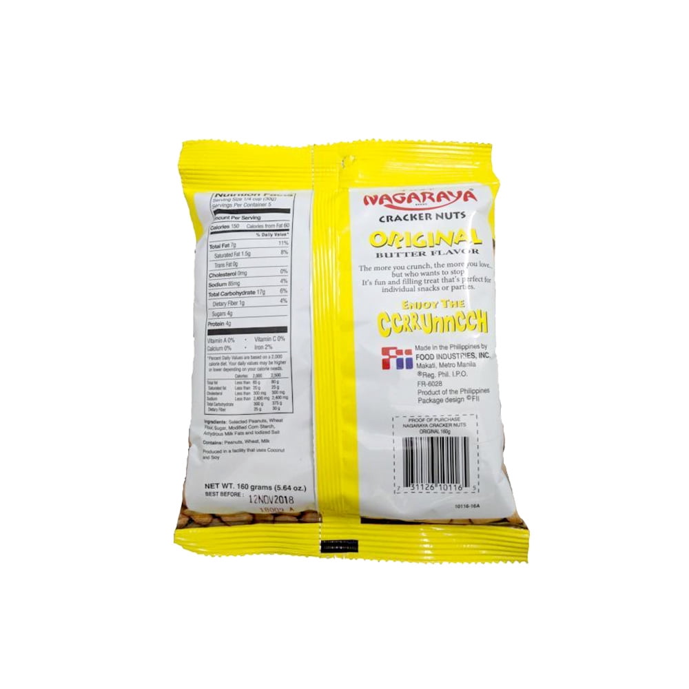 Nagaraya Crakers Nuts Butter ( Original Flavor) New & Sealed 160g (6oz)- 6 Packs