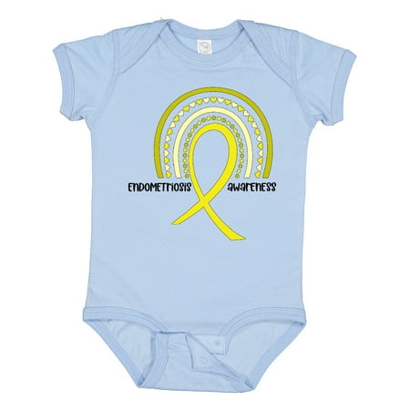 

Inktastic Endometriosis Awareness Yellow Ribbon Rainbow Gift Baby Boy or Baby Girl Bodysuit