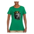 thumbnail image 2 of Wild Bobby, King Lion with Gold Crown Art, Animal Lover, Women Graphic Tee, Kelly, 3X-Large, 2 of 4