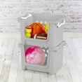 thumbnail image 5 of Your Zone Kids Grey Open Front Stacking Toy Storage Bin with Handles, Grey, 5 of 6