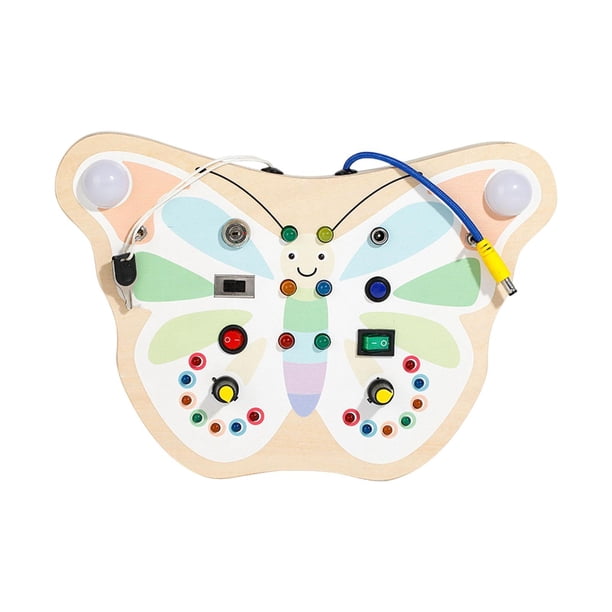 Tablero de actividades Montessori con interruptor de luz para bebés de más de 18 meses mariposa