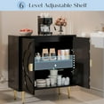 thumbnail image 6 of Modern Cabinet with Decorative Flower Pattern Doors - Accent Sideboard Buffet for Hallway, Living Room, Kitchen - Black, 6 of 7