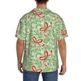 thumbnail image 3 of Lsque leaves bows Print Men's Cuban Collar Short Sleeve Shirt Summer Beachwear Casual Button Down Fashionable Vacation Leisure Shirt-3X-Large, 3 of 5