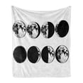 thumbnail image 1 of Moon Phase Soft Flannel Fleece Blanket, Lunar Movements Graphical Design with Astronomical Themed Concept, Cozy Plush for Indoor and Outdoor Use, 50" x 70", Charcoal Grey and White, by Ambesonne, 1 of 6