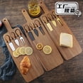 thumbnail image 2 of Acacia Wood Cheese Board Set with Cheese Knives, Multipurpose Wooden Cutting Board, Charcuterie Serving Platter for Steak and Daily Kitchen Use, 2 of 6
