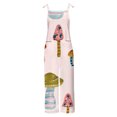 thumbnail image 5 of QATAINLAV Womens Overalls Summer Linen Sleeveless Jumpsuits Casual Adjustable Strap Wide Leg One Piece Pants Trendy Mushroom Print Hippie Romper with Pockets Back to College Sale Pink XXL, 5 of 6