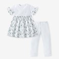 thumbnail image 2 of ASFGIMUJ Toddlers Girls Clothes Rompe Floral Shorts Headband Outfits Set,Size 3 Years-4 Years, 2 of 8
