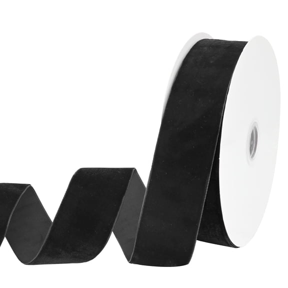 LoomJoyz 1-1/2 Inch Black Velvet Ribbon - 20 Yards Single Face Thin Ribbon for Gift Wrapping, Wedding Decor & DIY Hair Bows