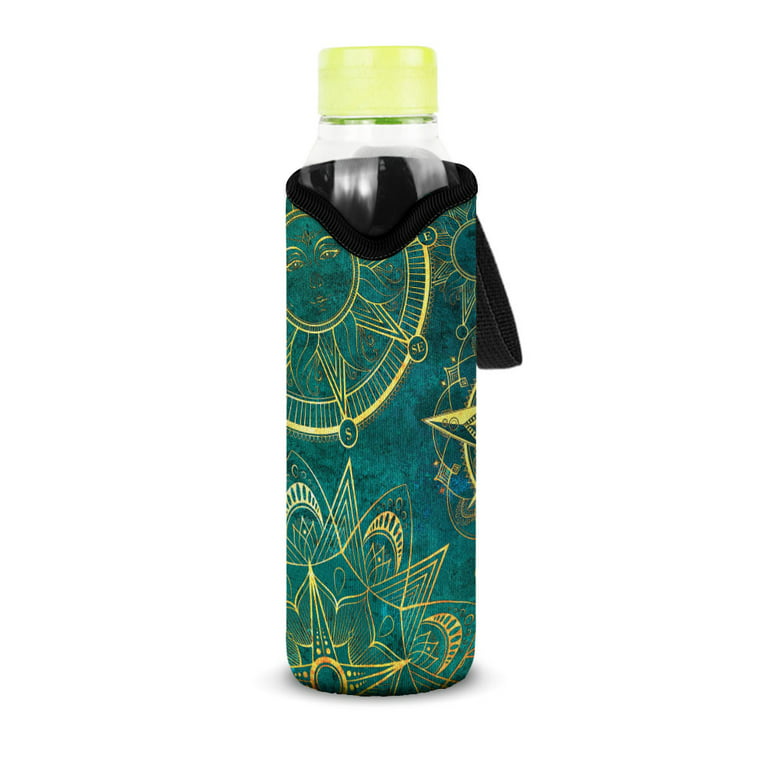 WIRESTER Water Bottle Sleeve Neoprene Carrier Holder Protector for Travel  Outdoor Activities, Teal Bohemian Flowers Compass 