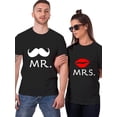 thumbnail image 1 of Couple Front Print T-shirt Mr & Mrs Graphic Tee Summer Casual Tee Top for Boyfriend Girlfriend Tee For Adult, Men, Women, Teen, Teenager, Adolescent, Youth., 1 of 6