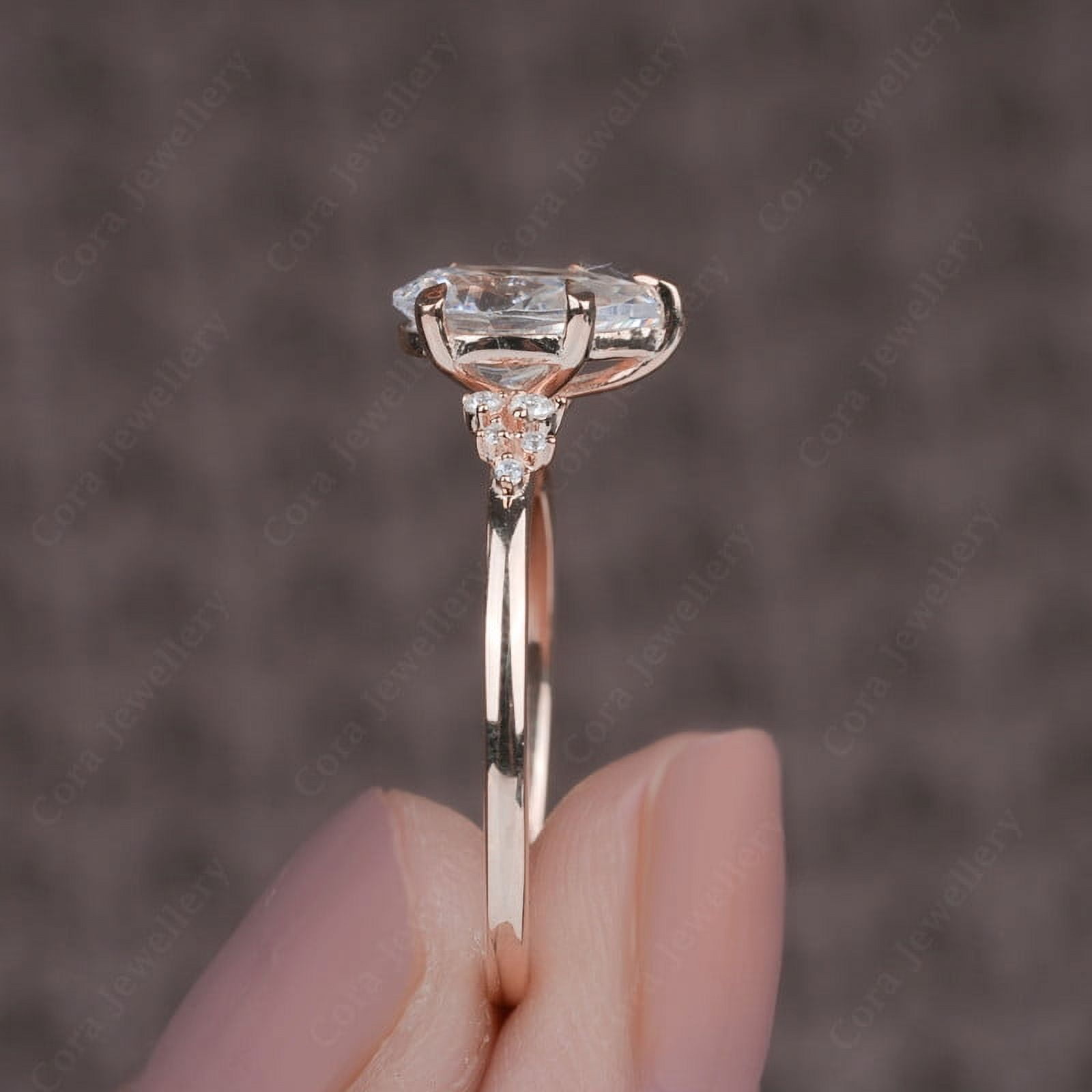 Cora Jewellery 1.25TCW Snow Drift Pear Moissanite Engagement Ring for Women, 14K Rose Gold, 4 US