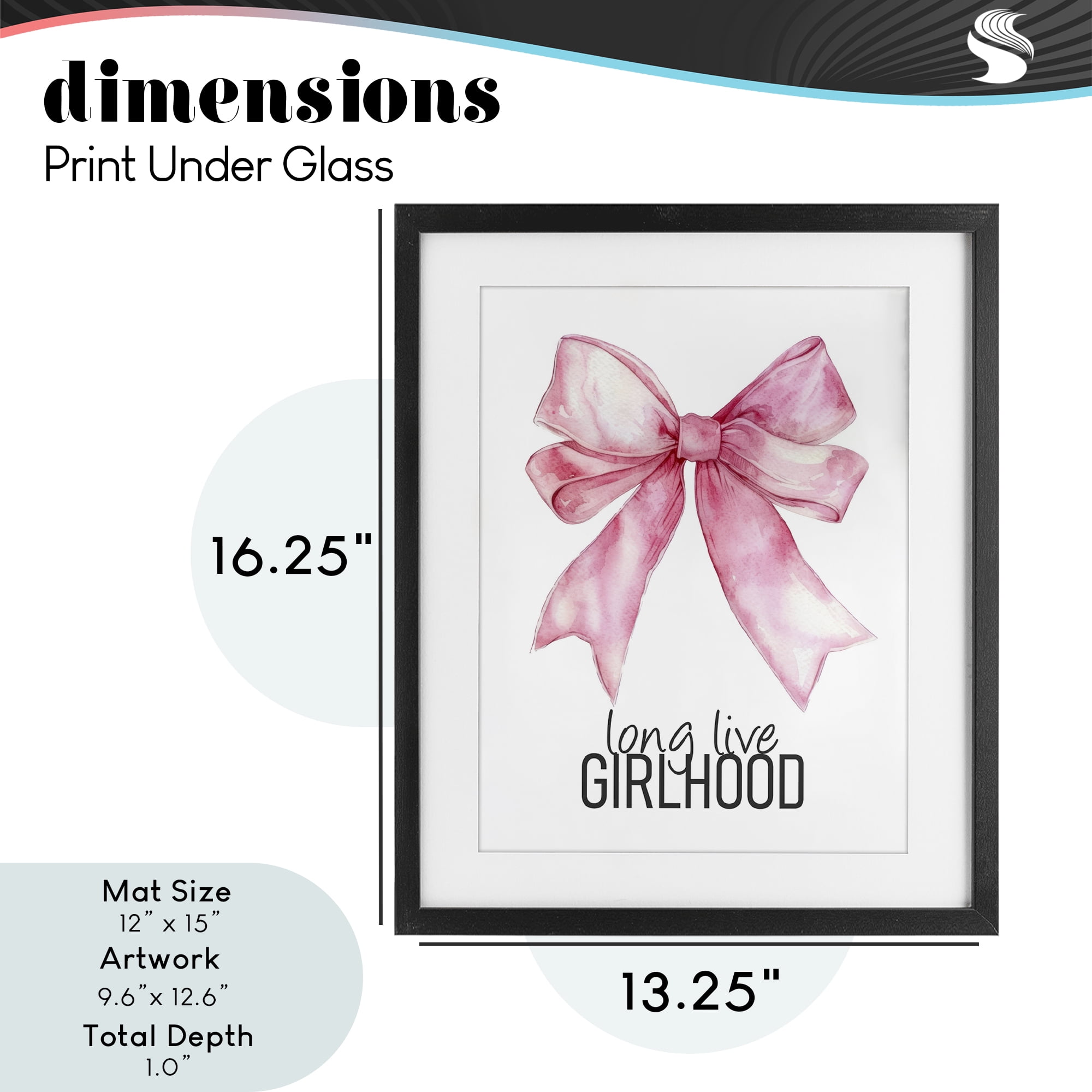 Long Live Girlhood Black Framed Print Under Glass, design by Kim Allen