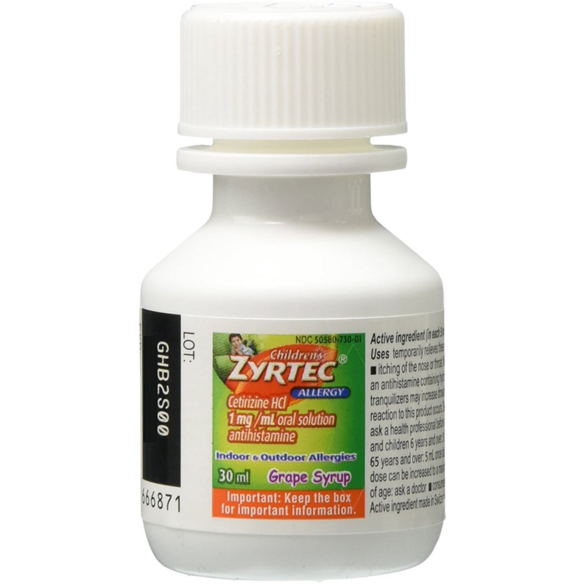 Zyrtec Children�s Allergy Syrup, Dye-Free, Sugar-Free Grape 1 oz (Pack of 2)