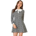 thumbnail image 1 of Unique Bargains Robe Contrastée à Col Peter Pan à Manches Longues au-Dessus du Genou pour Femmes, 1 of 6