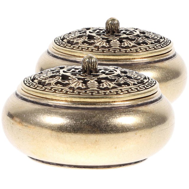 2 Pcs Vintage Incense Burner Mini Incense Holder Brass Censer Desktop Decor