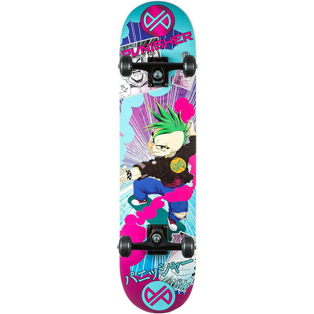 Punisher Anime 31.5 In. x 7.75 ABEC-7 Deep Concave Canadian Maple Complete Skateboard Walmart.com
