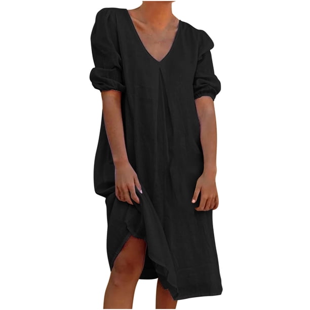 Finelylove Black Dress For Funeral Maxi Dresses For Women Summer A-line Regular Short Sleeve Solid Black M - Walmart Business Supplies Finelylove Black Dress For Funeral Maxi Dresses For Women Summer A-line Regular Short Sleeve Solid Black M - Walmart Business Supplies