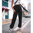 thumbnail image 2 of Pantalones cargo para mujer, pantalones anchos de cintura alta con 6 bolsillos, 2 of 4