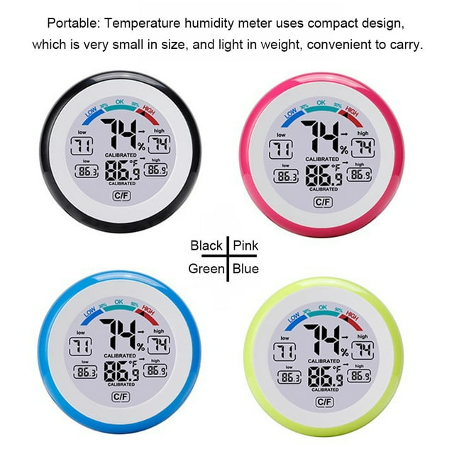 fastboy LED Electronic Digital Temperature Humidity Meter Plastic Bathroom Hygrometer Weather Station Alarm Clock Gauge Green