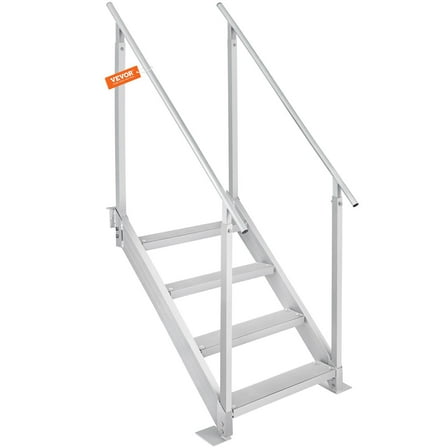 STAWAY Adjustable Dock Ladder - 500 lbs Capacity, Aluminum Steps, Dual Handrails, Nonslip Mat, 30-38 Inch Height, Ideal for Marine & Pool Use