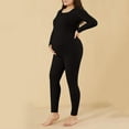 thumbnail image 4 of qelini Maternity Thermal Set Seamless Stretch Thermal Inner Wear Long Sleeve Warm Cozy Base Layer Top Bottom Set, 4 of 7