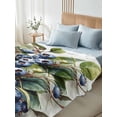 thumbnail image 4 of Twin Size Flat Sheet Only, Blueberries Soft Brushed Microfiber Bed Sheets, Farmhouse Blue Fruits Green Botanical Hotel Quality Breathable Bedding Top Sheet, Easy Care, 66"x96", 4 of 9