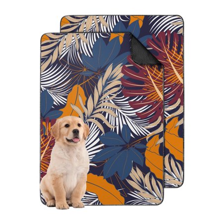 Washable Reusable Dog Crate Pads Hawaiian Print Absorbent Mat with Secure Grip Bottom for Hardwood Floor Care (Hawaiian plant patterns 24 x35 )