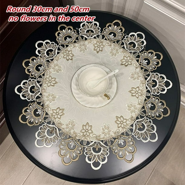 Juego de posavasos de tela de brocado moderno, de encaje bordado mantel, tapete de mesa redondo pequeño para dormitorio, decoración de fiesta, superventas qym unisex