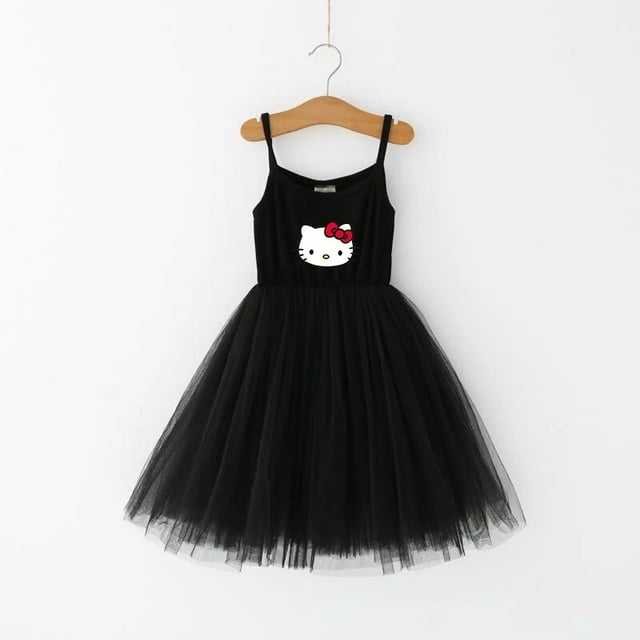 Hello Kitty Robes de Fille Ensemble Jupe de Princesse Dessin Animé Anime Mignon Robe Hello Kitty Vêtements Costume Petite Princesse Fête