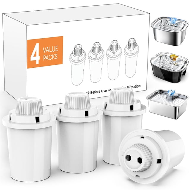 Paquete de 4 filtros de repuesto para fuentes de agua para perros SwSun