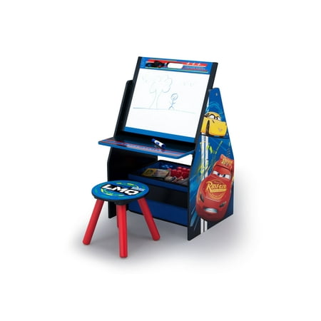 Disney Pixar Cars Activity Center - Easel Desk with Stool & Toy Organizer by Delta Children