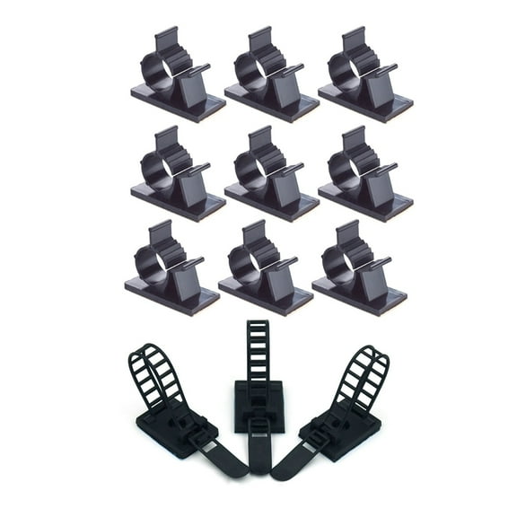 40Pcs Black Adjustable Plastic Cable Clamps Self Adhesive Car Cable Clips - 20Pcs 25.4x18x64Mm & 20Pcs 25.2x19.1x22.2Mm,40 * Cable clips,black