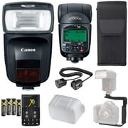 Canon Speedlite 470EX-AI Flash + Speedlite Case + 4 High Capacity AA Rechargeable Batteries and Charger + Flash L Bracket + TTL Cord