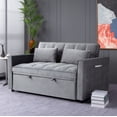 thumbnail image 3 of Gewnee 55'' Modern Convertible Velvet Sofa Bed with Pull-Out Twin Bed, Adjustable Backrest for Living Room, Office (Dark Gray), 3 of 11