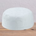 thumbnail image 3 of 2X Flat Top Mens Prayer Hat Beanie Embroidered Topi White, 3 of 6