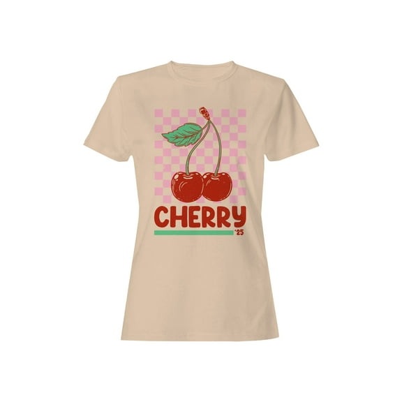 Retro Cherry Checkered Design Women's T-shirt