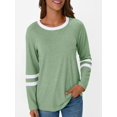 thumbnail image 2 of Womens Long Sleeve Shirts Color Block Casual Crewneck Tops Tshirt Basic Tee Fall Fashion Clothes Trendy Outfits Green XL, 2 of 6