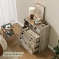 thumbnail image 2 of Tzou 31.5"W Wooden Dresser with Charging Station & LED Lights - 3-Drawer Modern Chest for Bedroom(Grey-Brown), 2 of 9