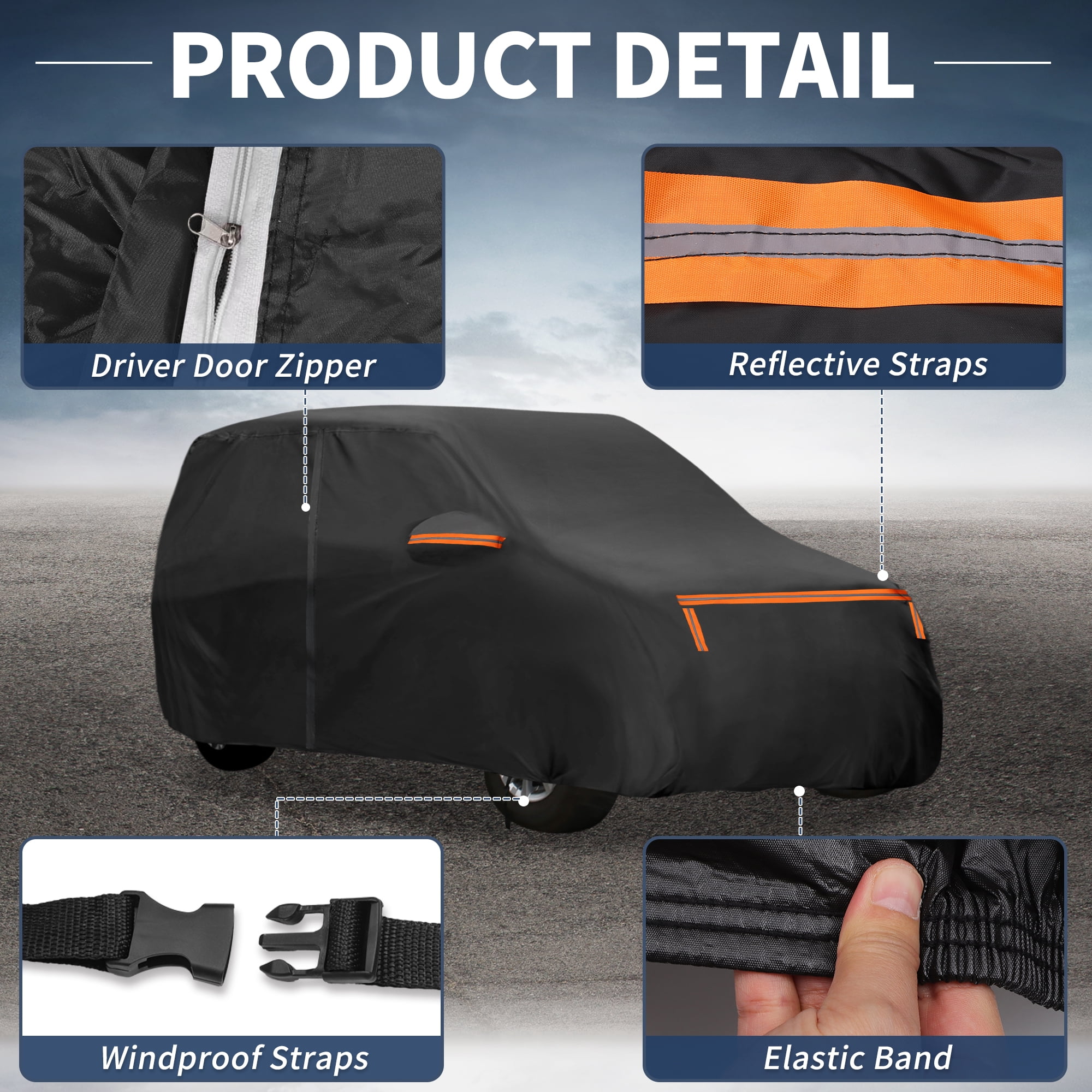 Unique Bargains Car Cover for Daihatsu Mira Aluminum Film Cotton with Right Zipper