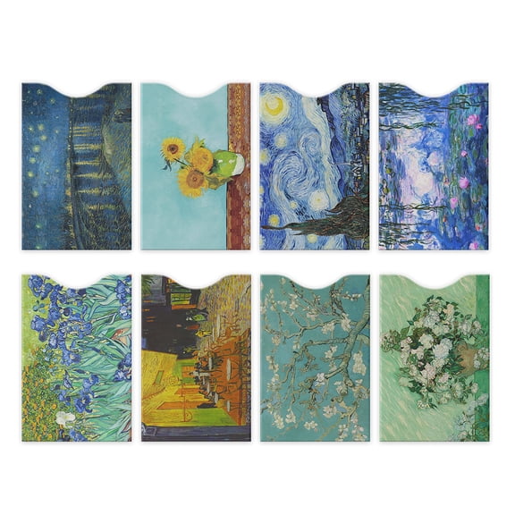 WIRESTER 8 Pack RFID Blocking Credit Card Sleeves, Famous Painting Van Gogh