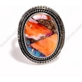 thumbnail image 5 of Orange Oyster Turquoise Stone 925 Sterling Silver Handmade Statement Rings Jewelry, 5 of 5