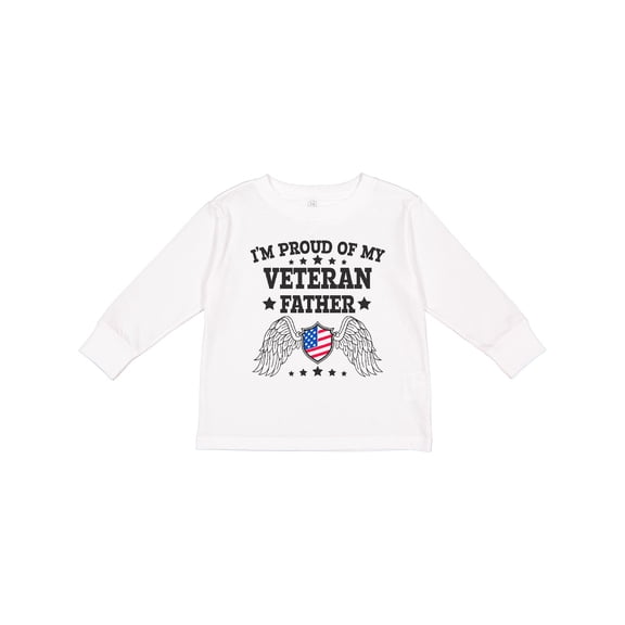 Inktastic I'm Proud of My Veteran Father with Shield Boys or Girls Long Sleeve Toddler T-Shirt