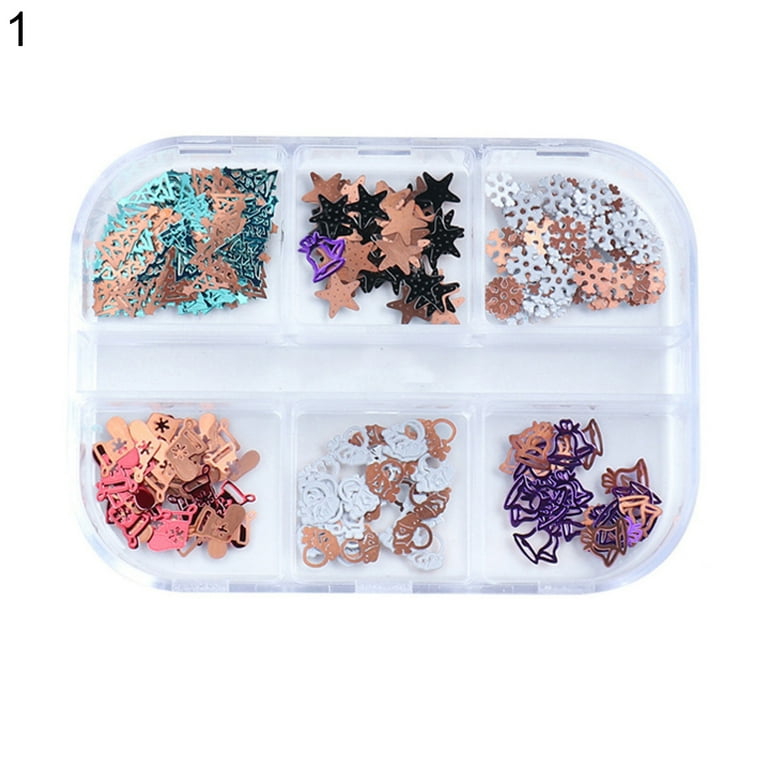  Christmas Nail Art, 6 Boxes Holographic Snowflake