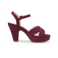 thumbnail image 3 of BLISSFUL STEP Women's Fashion Platform Strap Slingback Chunky Heel Open Toe Sandals Burgundy 7.5, 3 of 8