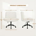 thumbnail image 2 of YEXJ Wide Criss Cross Legged Office Desk Chair with Wheels, Vanity Comfy Swivel Computer Chairs for Home Office Reading Makeup-With Wheels-Ivory, 2 of 12