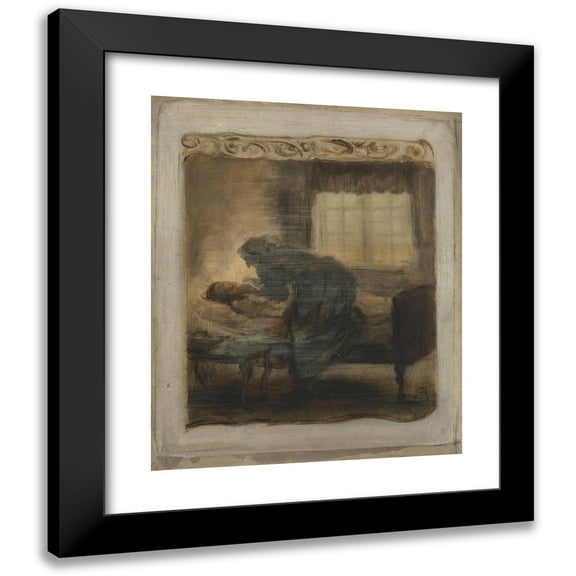 August Jerndorff 12x14 Black Modern Framed Museum Art Print Titled - And Deeper Bent the Witch Down Over the White Neck (1889 - 1890)