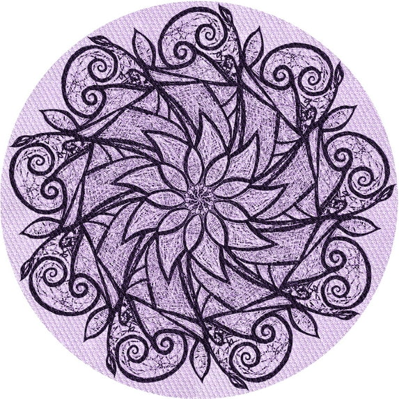 Ahgly Company Indoor Round Patterned Rebecca Purple Area Rugs, 5' Round